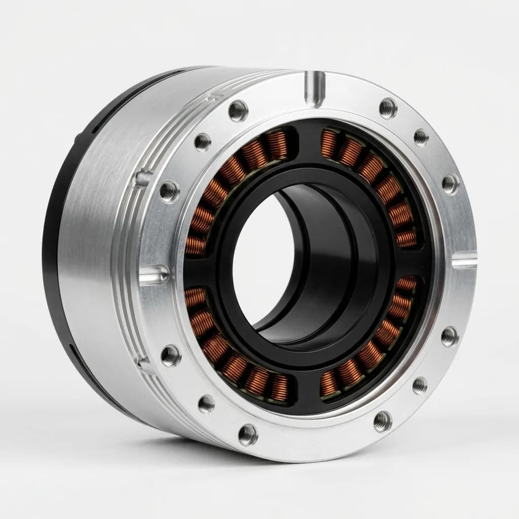 Absolute encoder hollow shaft motor packaging reference with through-bore clearance